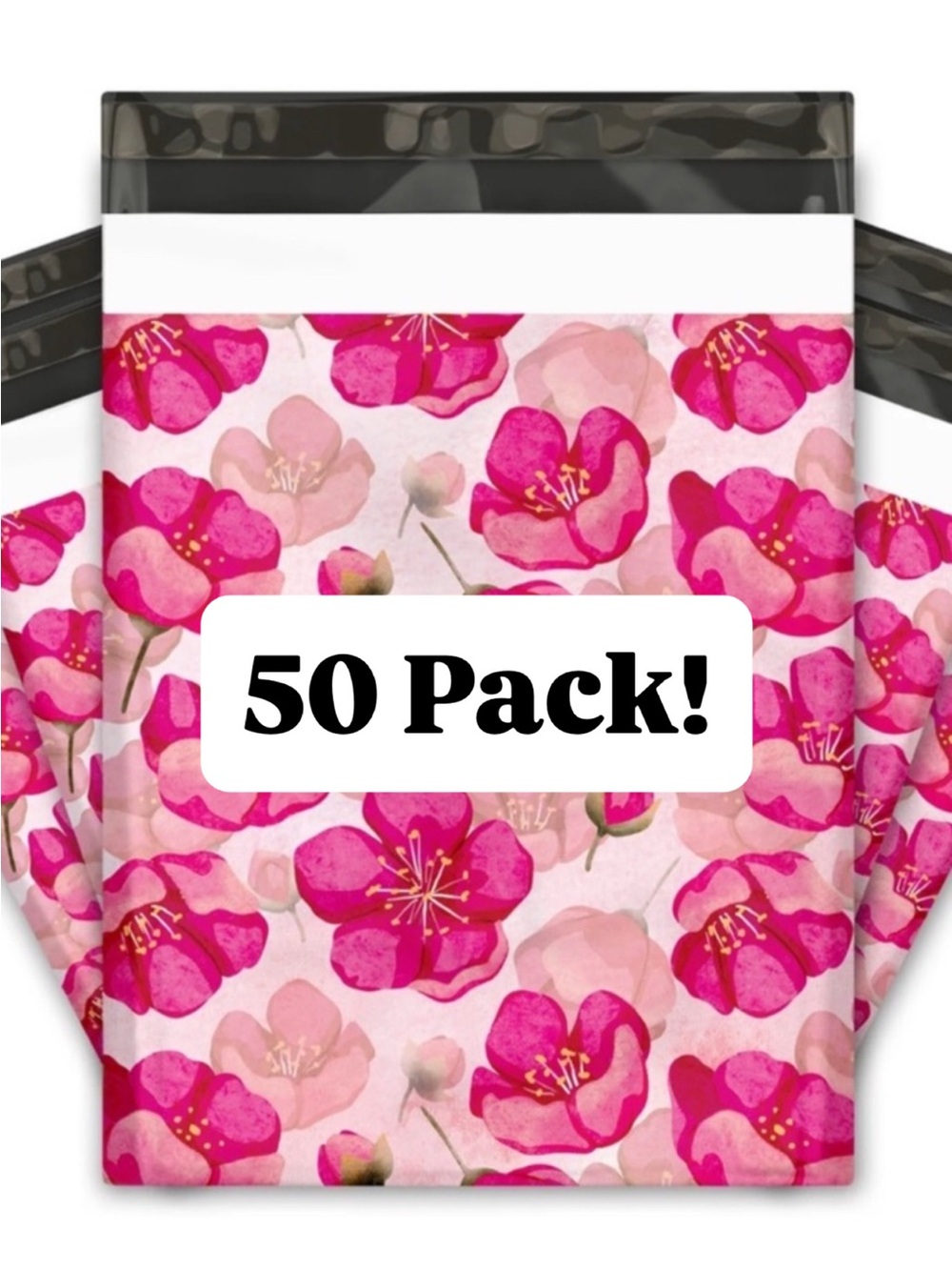 50 (FIFTY!) Pink Poppy Poly Mailers 10x13 Shipping Bags Mailing Envelopes